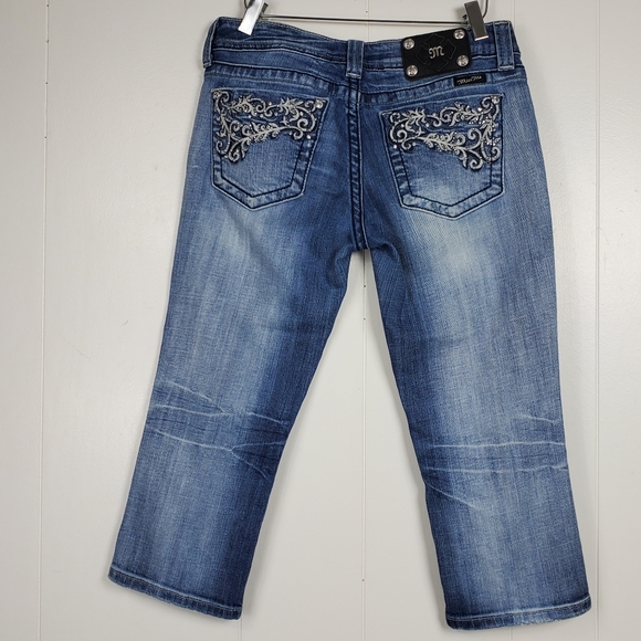 Miss Me embroidered studded rhinestone cropped jeans JE34GC4 size 28 - Picture 13 of 14